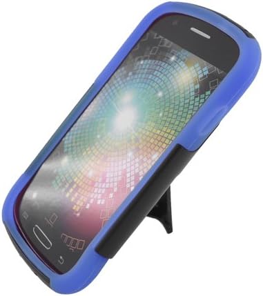 Eagle Cell PHSAMI437YSTBLBK HypeKick Hybrid Protective Gummy TPU Case with Kickstand for Samsung Galaxy Express i437 - Retail Packaging - Blue/Black