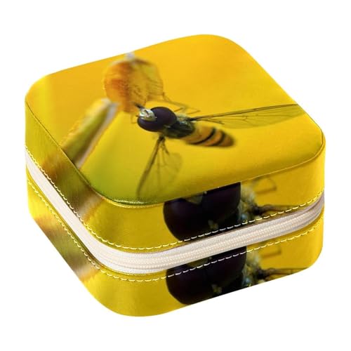 Diusye Joyero pequeño para anillos, pendientes, collares, pulseras, brazaletes, mini estuche de viaje, organizador de almacenamiento para mujeres y niñas, regalos – Abeja Recoge miel