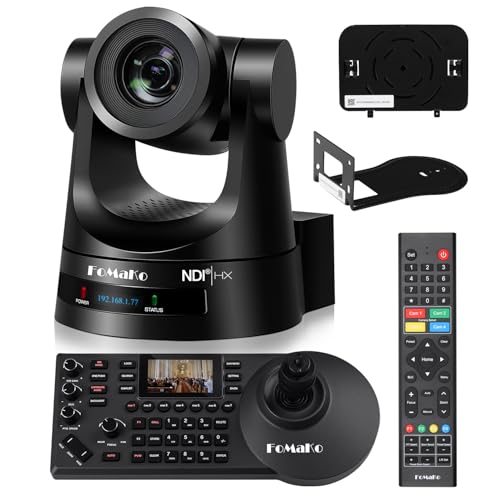 Image of FoMaKo NDI PTZ Camera Bundle, AI Auto-Tracking Gen3, 20X Zoom PoE HDMI, PTZ Controller for Church Worship, KN20A+KC608 BN201