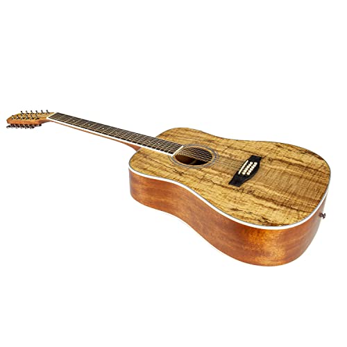 Tario STLD932-12NT 12 Strings Acoustic Guitar Spalted Maple Top Mahogany Back & Sides Okoume Neck thumb #4