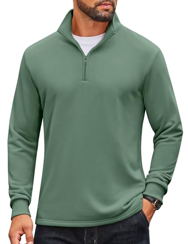 Image of COOFANDY Men Quarter Zip Pullover Sweatshirts Long Sleeve Mock Neck Sweater | 1 /4 Closure, Half-Opening, Quilted Texture, Fleece, Stand-up Collar, Business Casual, Golfing, Thermal, Ribbed Cuffs