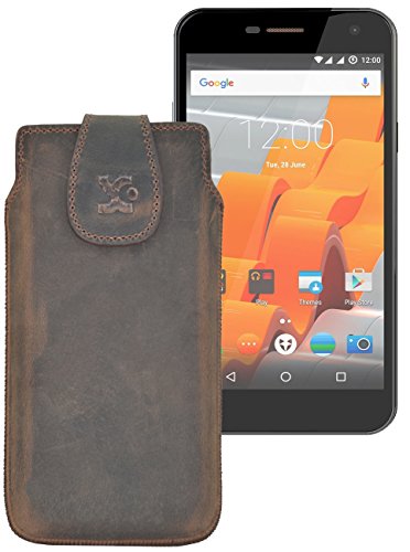 Suncase Original Tasche für Wileyfox Swift 2 | Swift 2 Plus | Leder Etui Handytasche Ledertasche Schutzhülle Hülle Hülle in antik-braun