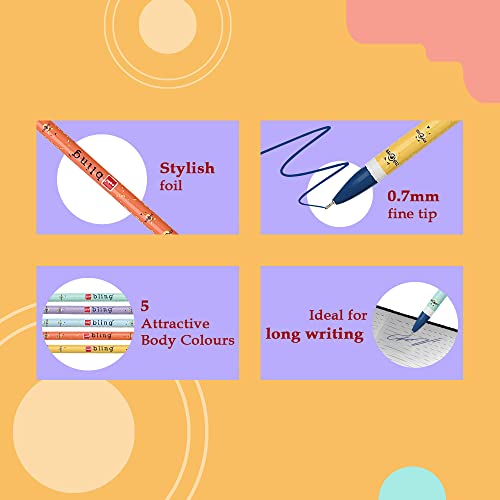 Image of Cello Bling Pastel Ball Pen | Blue Ball Pen | Jar of 25 Units Technotip Ball Pen Set (Pack of 10 pens - Black)
