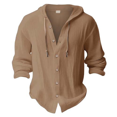 Camisa casual de lino con capucha para hombre miniatura 3