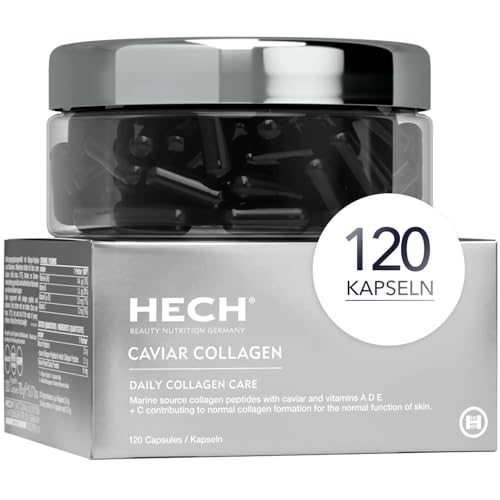 HECH Caviar Collagen Kapseln Nahrungsergänzungsmittel, 4-Vitamin-Komplex, mit Kaviar-Extrakt, marinen Kollagen-Peptiden, Inhalt: 120 Kapseln