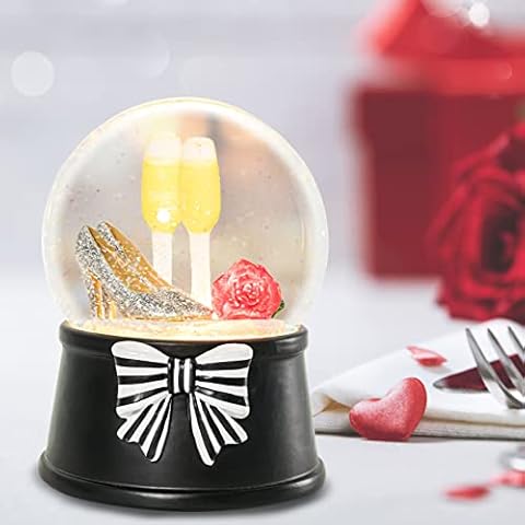 Snow Globe High-Heeled with Goblets Musical Box Glittering Water Globes for Girls Kids Collectible Present Birthday Home Office Table Decor Cover