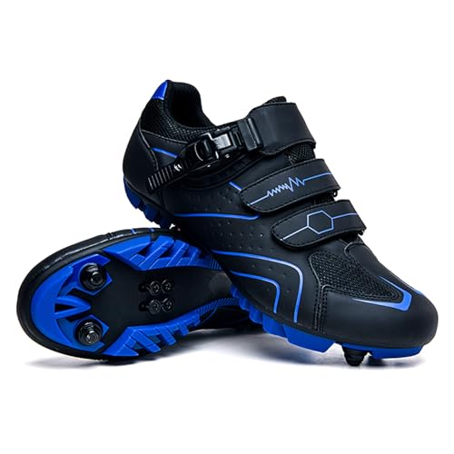 JiuQing MTB Cycling Shoes Men Mountain Bike Shoes Compatible with SPD 2-Bolts SPD Cleats for Outdoor Riding