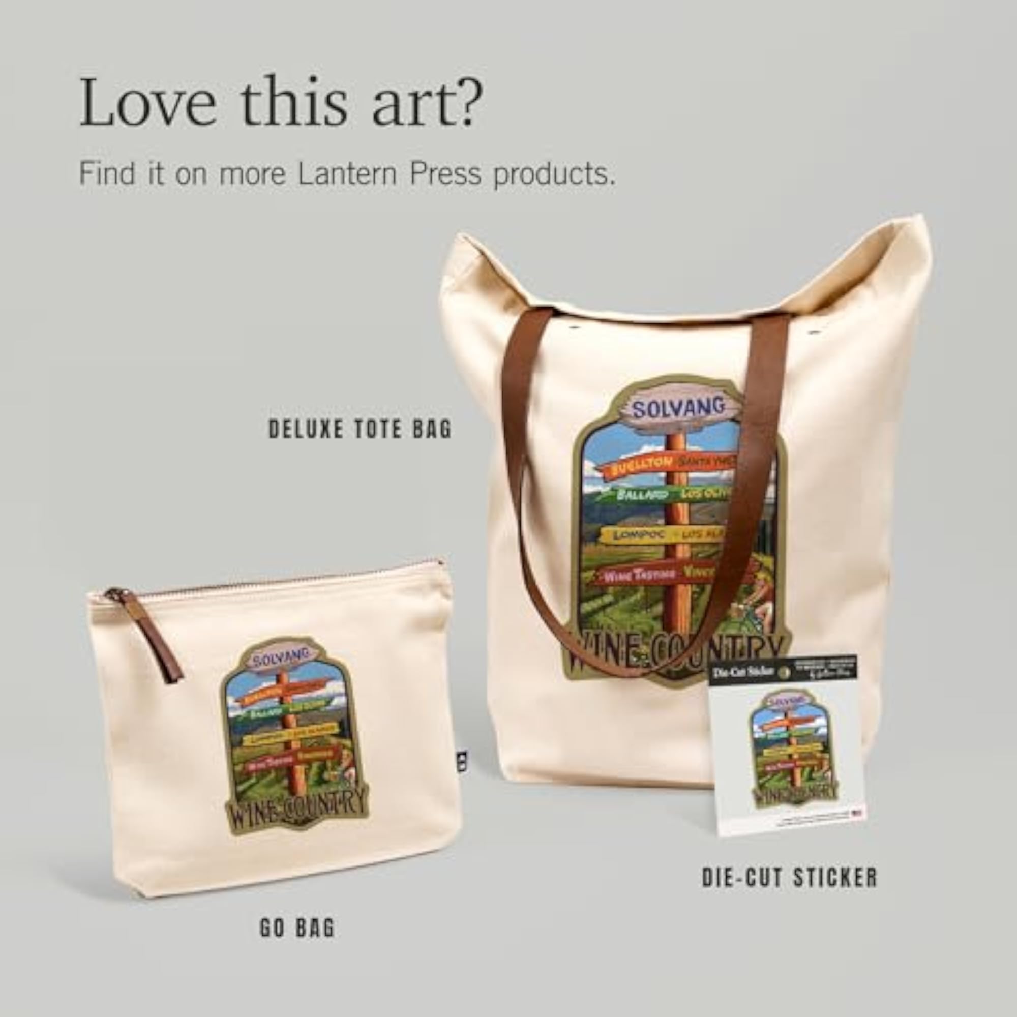 Solvang California Destination Signpost Go Bag, Cotton Canvas