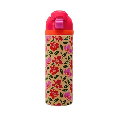 Mayim Capsule – 24oz Vacuum Insulated Water Bottle with Locking Lid & Carry Handle | Stainless Steel Travel Tumbler for Iced Coffee & Water | BPA-Free, Leakproof (Bush- Wild Hibiscus)