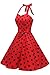 Topdress Women's Vintage Polka Audrey Dress 1950s Halter Retro Cocktail Dress Red/Black Dot S