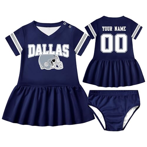 Dallas Baby Clothes Custom Name Number Football Bodysuit Dress Jersey
