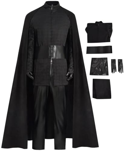 Howenlthy Adult Tunic Costume Suit Rise Halloween Cosplay Outfit Killer Uniform Cloak Full Set (Black, Large)