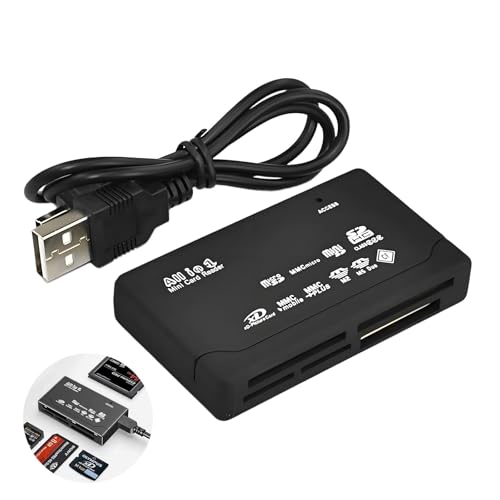 Lettore Schede di Memoria USB 2.0 6 in 1, Card Reader Multi-Formato per SD, SDHC, TF, CF, MiniSD, XD, M2, Compatibile con Windows, Mac OS e Linux, Plug & Play, per Trasferimento di Foto, Video e Dati