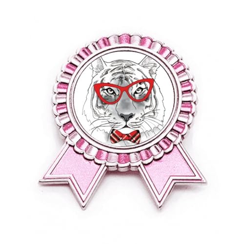 Broche tigre rose lunettes métal M pour masquer l'usure d'une veste