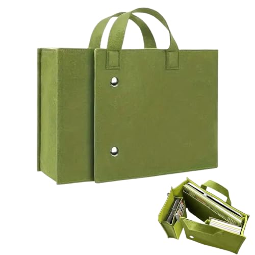 Bolsa de fieltro verde con compartimento para laptop y diseño plegable