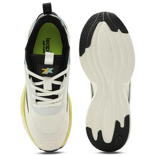 Image of Liberty Leap7x NEPTUNE-1E Men Sports Running Shoes - Black & White | Comfortable and Durable Lace-Up Closure - Suitable for Lacing Walking, Gym, Jogging and Outdoor Shoes for Man - Cushioned Footbed