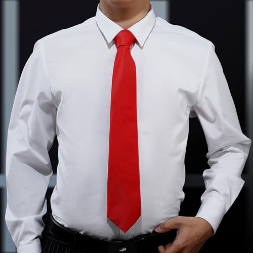 Image of KOOELLE Men's Ties Solid Pure Color Plain Neckties Formal Black Ties For Men