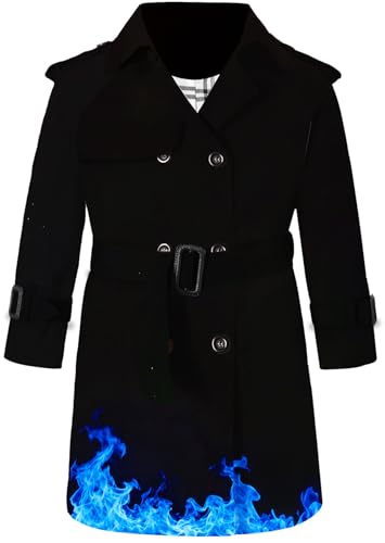 Image of Betusline Boys Waterproof Trench Coat Double Breasted Classic Belted Outwear Jacket Dress Coats