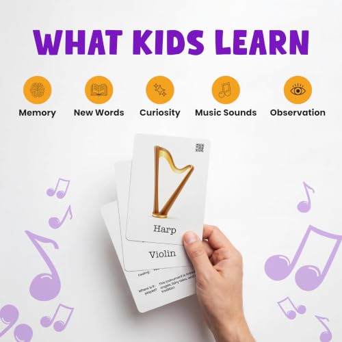 Image of Musical Instruments Flash Cards | 36 Laminated Cards | Age Group: 2-4 Years | Science Educational & Fun Activity for Kids