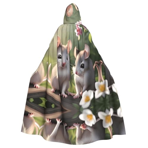 Longue cape à capuche pour adulte souris amoureuse vêtement unisexe original