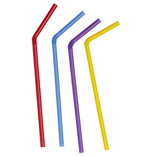 Image of Comfy Package [500 Count] Flexible Plastic Drinking Straws - Disposable Swizzle Sticks - 7.75 inchHigh - Assorted Colors