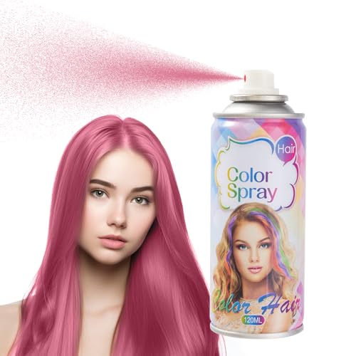 Temporary Hair Color Spray, Pink Hair Spray Wash Out, Colour Hair Spray, Hair Dye Spray, Easy To Colour, Mild Formula, Suitable For Various Hair Types, Works On All Hair Colors 120ml