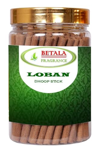 Image of Betala Fragrance Loban Flavour Dhoop Sticks for Pooja, Pack of 200 Gm Dhup Batti with Holder, Agarbatti, Incense Stick, Sandal, Cones, Cup, Sambrani (200 Gm, LOBAN)