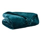 Vivaraise Plaid Tender Pompons Paon 130 x 170 cm
