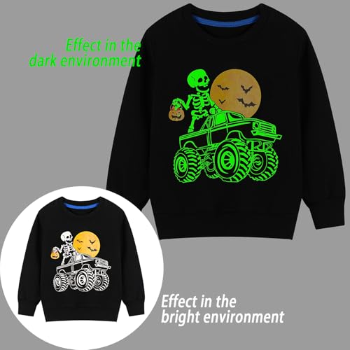 HILEELANG Boy Sweatshirts Halloween Christmas Novelty Glow in the Dark Crewneck Pullover Cotton Graphic Tops Sweater Shirts3