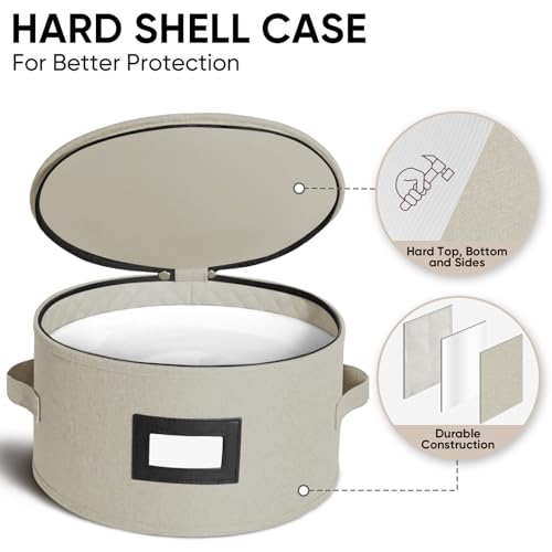 BALEINE China Storage Containers, Sturdy Quilted Wine Glass Storage, Plate Organizer with Carry Handles, Moving Boxes for Dishes, Cups, Mugs and Stemware (Plate Mug Combo, Hard Shell Cream) by BALEINE - Image 3