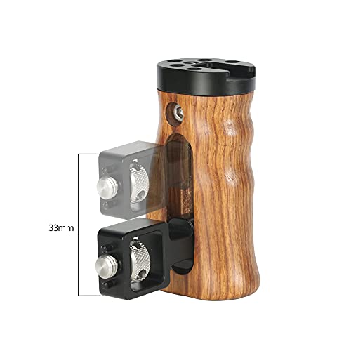 Image of NICEYRIG Wooden Side Handle for ARRI Locating Pin Adjustable Universal Left & Right Grip for DSLR Camera Cage Rig - 462