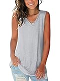SAMPEEL Women's Tank Tops Summer Plus Size Sleeveless Tunic Tops Loose Fitting Tank Cami Grey XXL