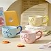Disoza Bow Coffee Mug Pink Coquette Coffee Mugs Set with Saucer 12 OZ Porcelain Tea Cup Bow Cute Mug for Women Girl