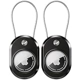 DDJ 2er-Pack AirTag-Halterung mit Schlüsselanhänger, wasserdichte Hülle für Apple AirTags (1. & 2. Generation) & Moto Tag [Schraubkabelschloss] [Diebstahlschutz], mit ID-Tag für Reisegepäck