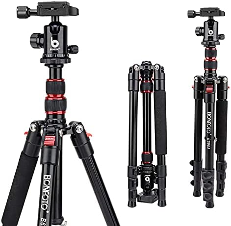 Camera Tripod, BONFOTO B690A Compact Lightweight Aluminum Travel Tripod with 360 Degree Ball Head,1/4" Quick Release Plate and Carry Bag