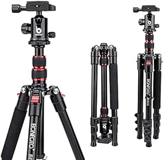 Camera Tripod, BONFOTO B690A Compact Lightweight Aluminum Travel Tripod with 360 Degree Ball Head,1/4" Quick Release Plate and Carry Bag
