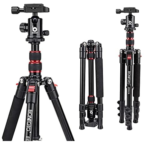 Camera Tripod, BONFOTO B690A Compact Lightweight Aluminum Travel Tripod with 360 Degree Ball Head,1/4" Quick Release Plate and Carry Bag Cover