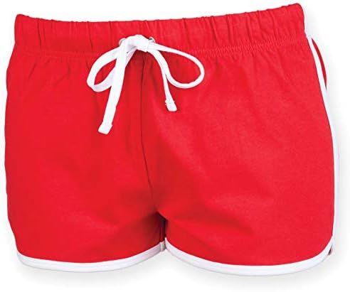 Skinni Fit Womens/Ladies Retro Training / Fitness Sports Shorts (M) (Red/ White)