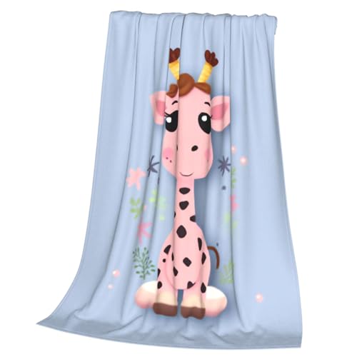 Couverture polaire rose girafe mignonne 127x101 cm pour canapé