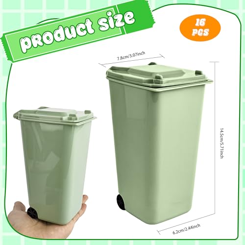 Image of 16 Pcs Mini Desk Trash Can Colorful Small Desktop Trash Can Bulk Miniature Curbside Garbage Bin with Lids Tiny Plastic Desktop Garbage Can for Home School Pen Holder Desk Organizer
