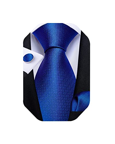 Image of DiBanGu Extra Long Tie for Men 63 inch XL Silk Necktie Set | Pocket Square and Cufflinks, Big and Tall, Jacquard Woven, Gift Box, Paisley /Plaid /Solid /Striped, for Weddinng Party Business