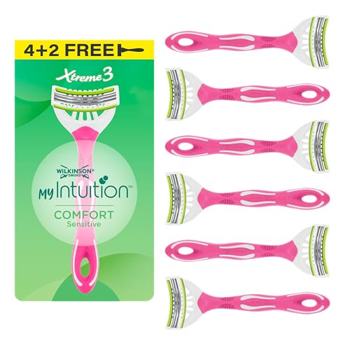 Wilkinson Sword myIntuition Xtreme 3 Comfort Sensitive, rasoirs jetables pour femme, pack de 4 rasoirs pour peaux sensibles plus 2 rasoirs offerts
