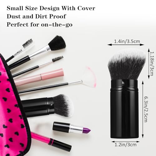 Qianyu Makeup Brush Kabuki Face Brushes with Angled Retractable Travel Blush Kabuki Synthetic Brush Portable for Foundation Powder Blush Bronzer Buffing Liquid Cream Cosmetics with Cover(White) - Image 3