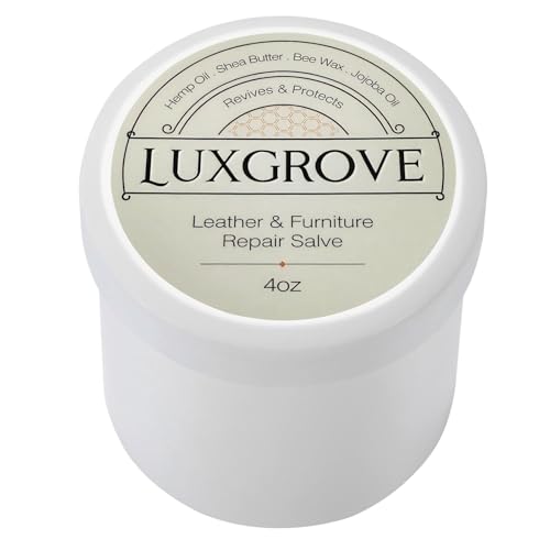 LUXGROVE® Leather & Furniture Repair Salve- Polisher, Leather Cleaner and Conditioner for Furniture - UV Protectants Help Prevent Cracking or Fading, for Car Seat, Couch, Shoe, Purse, Boot - 4oz
