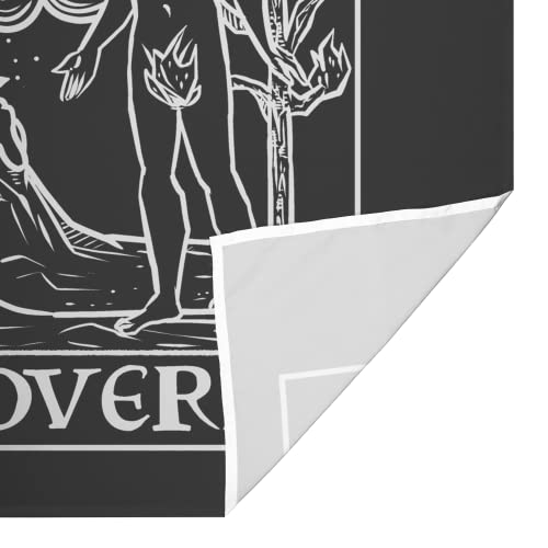 The Lovers Tarot Card Tapestry (Black & White) - Grim Reaper - Gothic Couple Halloween Home Decor Wall Hanging (59" X 51") #TOP2