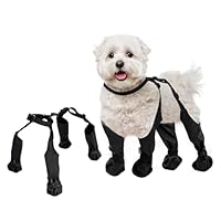 BECROWM Waterproof Dog Boots for Small Medium Dogs, Adjustable Paw Protector Pet Shoes for Outdoor Walking, Soft Pets Paws Protector, Black (L)