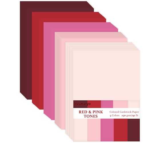 Papier cartonné rose et rouge pour loisirs créatifs, 100 feuilles 250g de scrapbooking