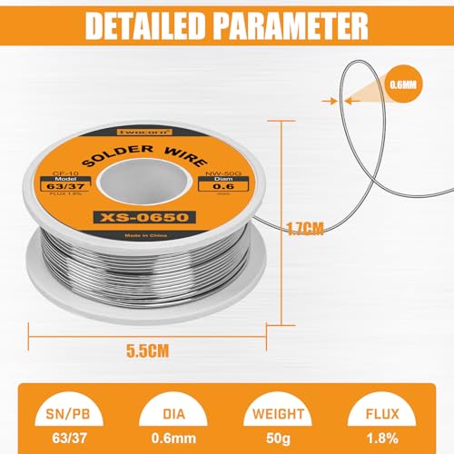 Image of 63 /37 Solder Wire, high Purity no-wash tin-Lead Rosin cored Wire with 1.8% Flux for Electric Soldering (0.6mm 50g)