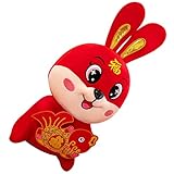 Poupée lapin du nouvel an chinois : toutes les pièces sont remplies, pas faciles à déformer, moelleuses et plus douces, vous offrant une expérience confortable différente, poupée année du lapin