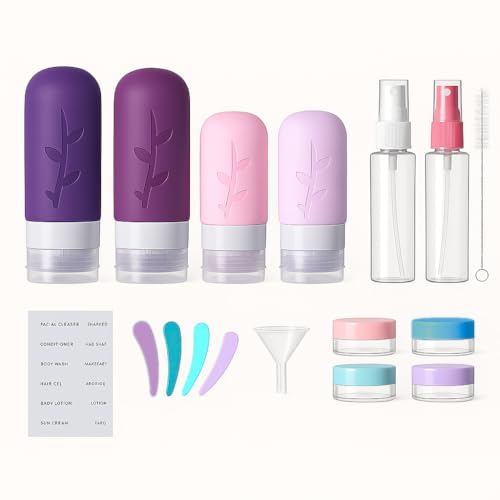 Image of TSA Approved Travel Containers for Toiletries - Leak Proof Silicone Bottles, Refillable Liquid Travel Essentials for Shampoo, Conditioner, Lotion